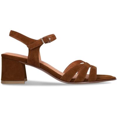 No Stress Bruine Leren Sandalen Met Hak Met Gespsluiting - Maat 42 bruin No Stress Bruine Leren Sandalen Met Hak Met Gespsluiting - Maat 42 bruin