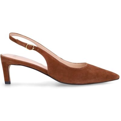Manfield Bruine Suède Slingbacks Met Naaldhak Van 6 Cm Met Gespsluiting - Maat 36 bruin Manfield Bruine Suède Slingbacks Met Naaldhak Van 6 Cm Met Gespsluiting - Maat 36 bruin