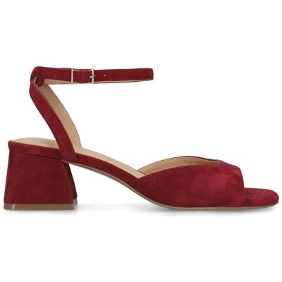 Manfield Bordeaux Rode Suède Slingbacks Met Blokhak Van 6 Cm Met Gespsluiting - Maat 36 rood Manfield Bordeaux Rode Suède Slingbacks Met Blokhak Van 6 Cm Met Gespsluiting - Maat 36 rood