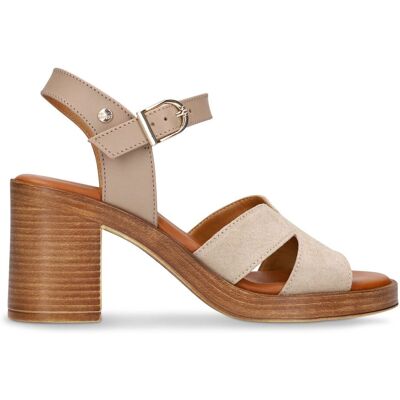 No Stress Beige Suède Sandalen Met Blokhak Met Gespsluiting - Maat 42 beige No Stress Beige Suède Sandalen Met Blokhak Met Gespsluiting - Maat 42 beige