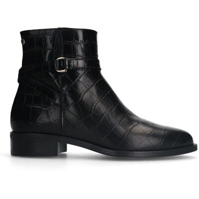 No Stress Zwarte Leren Laarsjes Met Crocoprint Met Ritssluiting - Maat 36 zwart No Stress Zwarte Leren Laarsjes Met Crocoprint Met Ritssluiting - Maat 36 zwart