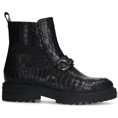 No Stress Zwarte Leren Boots Met Crocoprint En Chain Met Ritssluiting - Maat 36 zwart No Stress Zwarte Leren Boots Met Crocoprint En Chain Met Ritssluiting - Maat 36 zwart