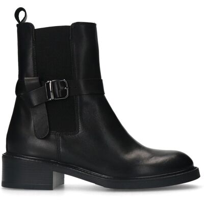 Manfield Zwarte Leren Chelsea Boots Met Gesp - Maat 36 zwart Manfield Zwarte Leren Chelsea Boots Met Gesp - Maat 36 zwart