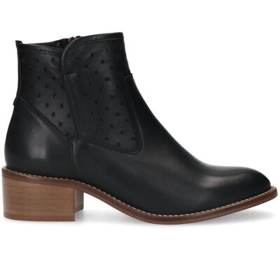 Manfield Zwarte Leren Enkellaarsjes Met Blokhak Van 4 Cm Met Ritssluiting - Maat 37 zwart Manfield Zwarte Leren Enkellaarsjes Met Blokhak Van 4 Cm Met Ritssluiting - Maat 37 zwart