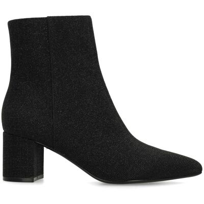 Manfield Zwarte Glitter Enkellaarsjes Met Hak Met Ritssluiting - Maat 37 zwart Manfield Zwarte Glitter Enkellaarsjes Met Hak Met Ritssluiting - Maat 37 zwart