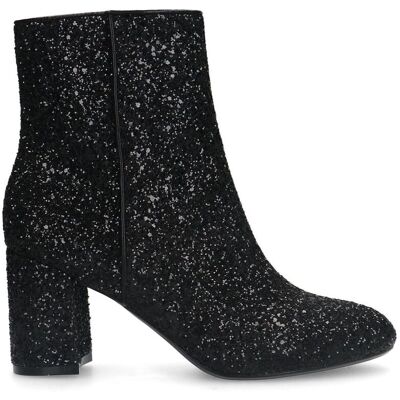 Manfield Zwarte Glitter Enkellaarsjes Met Hak Met Ritssluiting - Maat 42 zwart Manfield Zwarte Glitter Enkellaarsjes Met Hak Met Ritssluiting - Maat 42 zwart