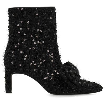 Manfield Zwarte Glitter Enkellaarsjes Met Hak Met Ritssluiting - Maat 42 zwart Manfield Zwarte Glitter Enkellaarsjes Met Hak Met Ritssluiting - Maat 42 zwart