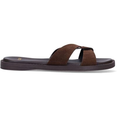 Manfield Bruine Suède Slippers - Maat 36 bruin Manfield Bruine Suède Slippers - Maat 36 bruin