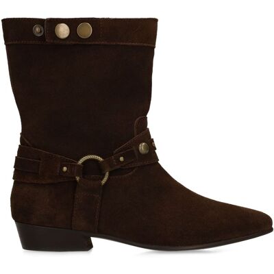 Manfield Bruine Suède Western Boots Met Blokhak Van 3 Cm - Maat 36 bruin Manfield Bruine Suède Western Boots Met Blokhak Van 3 Cm - Maat 36 bruin