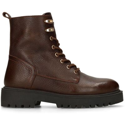 Manfield Bruine Leren Veterboots - Maat 41 bruin Manfield Bruine Leren Veterboots - Maat 41 bruin
