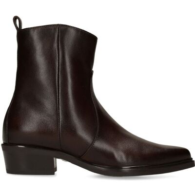 Manfield Bruine Leren Enkellaarsjes Met Ritssluiting - Maat 37 bruin Manfield Bruine Leren Enkellaarsjes Met Ritssluiting - Maat 37 bruin