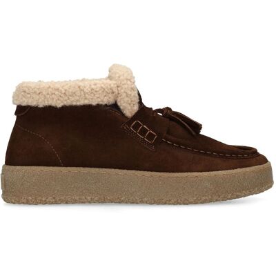 Manfield Bruine Suède Teddy Boots Met Veters - Maat 36 bruin Manfield Bruine Suède Teddy Boots Met Veters - Maat 36 bruin