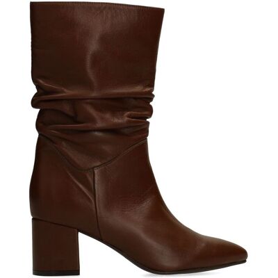 Manfield Bruine Leren Laarzen Met Hak - Maat 42 bruin Manfield Bruine Leren Laarzen Met Hak - Maat 42 bruin