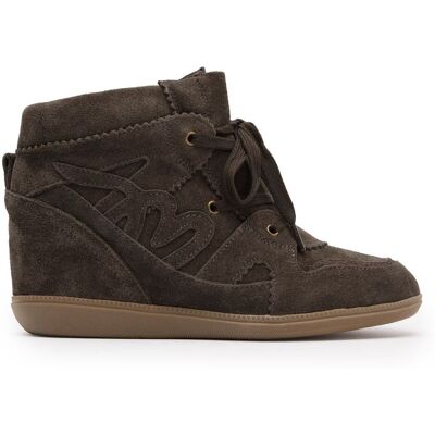 Manfield Bruine Suède Wedge Sneakers Met Ritssluiting - Maat 36 bruin Manfield Bruine Suède Wedge Sneakers Met Ritssluiting - Maat 36 bruin