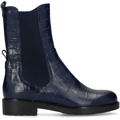 No Stress Donkerblauwe Leren Chelsea Boots Met Croco Details Met Blokhak Van 3 Cm Met Ritssluiting - Maat 38 blauw No Stress Donkerblauwe Leren Chelsea Boots Met Croco Details Met Blokhak Van 3 Cm Met Ritssluiting - Maat 38 blauw