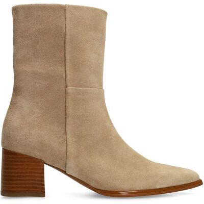Manfield Beige Suède Enkellaarsjes Met Hak Met Ritssluiting - Maat 42 beige Manfield Beige Suède Enkellaarsjes Met Hak Met Ritssluiting - Maat 42 beige