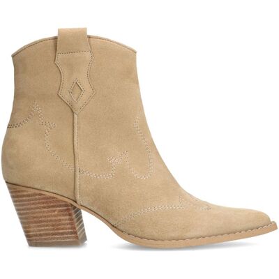 Manfield Beige Suède Cowboy Laarzen Met Blokhak Van 6 Cm Met Ritssluiting - Maat 36 beige Manfield Beige Suède Cowboy Laarzen Met Blokhak Van 6 Cm Met Ritssluiting - Maat 36 beige