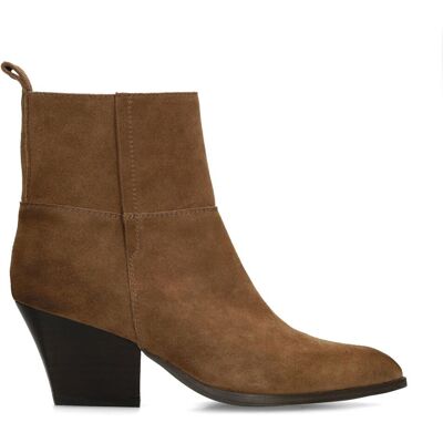 Manfield Taupe Suède Enkellaarsjes Met Hak Met Ritssluiting - Maat 42 taupe Manfield Taupe Suède Enkellaarsjes Met Hak Met Ritssluiting - Maat 42 taupe