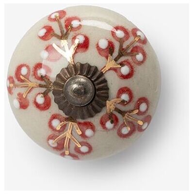 Sissy-Boy Beige Deurknop Met Oranje Bloemetjes Sissy-Boy Beige Deurknop Met Oranje Bloemetjes