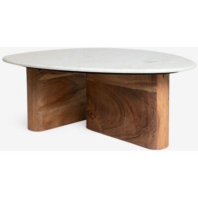 Sissy-Boy Houten Koffietafel Met Marmer Blad Sissy-Boy Houten Koffietafel Met Marmer Blad