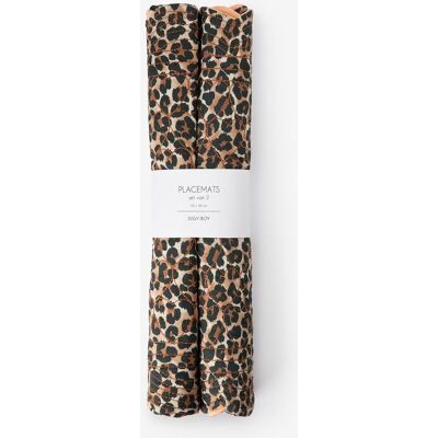 Sissy-Boy Lichtoranje Placemat Set Met Hartjes En Leopard Print Sissy-Boy Lichtoranje Placemat Set Met Hartjes En Leopard Print