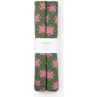 Sissy-Boy Groene Placemat Set Met Mozaïek Print Sissy-Boy Groene Placemat Set Met Mozaïek Print