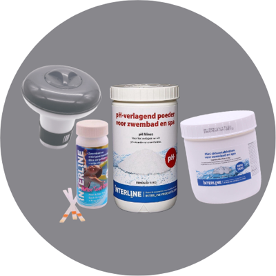 Interline Zwembad chloor set Interline (PH minus, Mini quick, Teststrips, chloordrijver) Interline Zwembad chloor set Interline (PH minus, Mini quick, Teststrips, chloordrijver)