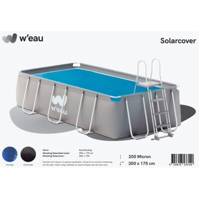 W'eau Solar cover rechthoekig - 300 x 175 cm (zeilmaat 286 x 161) - Zwart/Blauw - W'eau W'eau Solar cover rechthoekig - 300 x 175 cm (zeilmaat 286 x 161) - Zwart/Blauw - W'eau