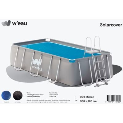 W'eau Solar cover rechthoekig - 300 x 200 cm (zeilmaat 286 x 186) - Zwart/Blauw - W'eau W'eau Solar cover rechthoekig - 300 x 200 cm (zeilmaat 286 x 186) - Zwart/Blauw - W'eau