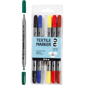 Packlinq Textielstiften, lijndikte 2,3+3,6 mm, standaardkleuren, 6 stuk/ 1 doos