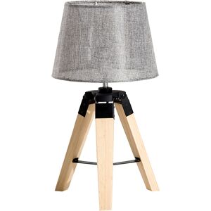 HOMdotCOM Tafellamp met 3 poten hout grijs E27 24 x 24 x 45cm