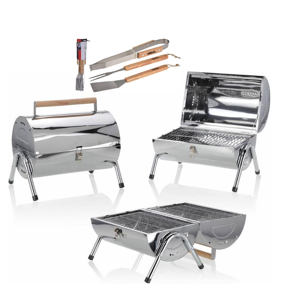 BBQ Collection Houtskoolbarbecue - Cilinder - 41 x 29 x 17 cm INCL Grillgereedschap