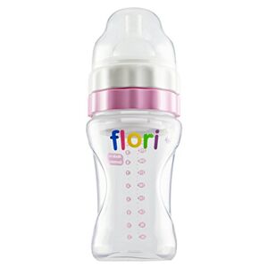 Flori Fles voor onderweg, mix en go! ideaal om 's nachts te voeren, drinkfles met fopspeen, BPA-vrij, anti-koliek zuiger, 100% Made in Germany, 300 ml, roze