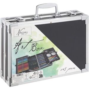 Nassau Fine Art Kleurkoffer, 145 stuks, in metalen opbergdoos, voor kinderen en volwassenen, kleurpotloden, aquarel, pastels, vrije tijd, school en werk Nassau Fine Art Kleurkoffer, 145 stuks, in metalen opbergdoos, voor kinderen en volwassenen, kleurpotloden, aquarel, pastels, vrije tijd, school en werk
