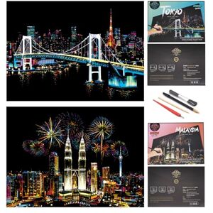 SiYear Scratch Paper Rainbow Painting Sketch, City Series Night Scene, Scratch Painting Creative Gift, Scratchboard voor volwassenen en kinderen met 4 gereedschappen SiYear Scratch Paper Rainbow Painting Sketch, City Series Night Scene, Scratch Painting Creative Gift, Scratchboard voor volwassenen en kinderen met 4 gereedschappen