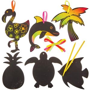 Baker Ross FN173 Tropical Scratch Art Decoration Kits Pack van 15, Scratch Art Decoration Craft Kits voor kinderen Baker Ross FN173 Tropical Scratch Art Decoration Kits Pack van 15, Scratch Art Decoration Craft Kits voor kinderen