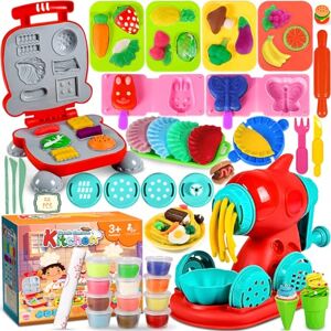 GUHAOOL 54 stuks boetseerklei voor kinderen, accessoires voor het maken van hamburgers en pizza, creatieve boetseerklei, accessoires met 12 potten boetseerklei, speelgoedcadeau voor kinderen vanaf 2 jaar GUHAOOL 54 stuks boetseerklei voor kinderen, accessoires voor het maken van hamburgers en pizza, creatieve boetseerklei, accessoires met 12 potten boetseerklei, speelgoedcadeau voor kinderen vanaf 2 jaar