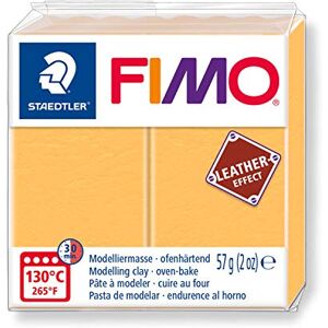 Staedtler FIMO Leather, 8010-109 ST Saffraangele boetseerklei met ledereffect, voor beginners en kunstenaars, 57 gram brood Staedtler FIMO Leather, 8010-109 ST Saffraangele boetseerklei met ledereffect, voor beginners en kunstenaars, 57 gram brood