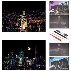 SiYear Kraspapier Rainbow Schilderij Schetch, City Series Night Scene, Creatief Cadeau voor volwassenen en kinderen, met 4 gereedschappen SiYear Kraspapier Rainbow Schilderij Schetch, City Series Night Scene, Creatief Cadeau voor volwassenen en kinderen, met 4 gereedschappen
