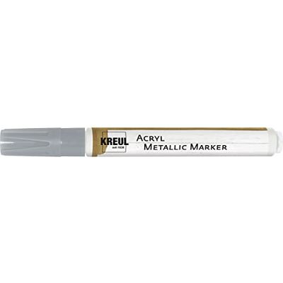 KREUL 46262 medium metallic acrylmarker, met ronde punt, ca. 2-4 mm, zilver, permanente acrylverf met metallic effect, voor filigraan accenten KREUL 46262 medium metallic acrylmarker, met ronde punt, ca. 2-4 mm, zilver, permanente acrylverf met metallic effect, voor filigraan accenten
