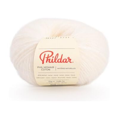Phildar Phil Mohair katoenen wol breiwol 40% katoen, 60% kind naald nr. 5 krijtkleur Phildar Phil Mohair katoenen wol breiwol 40% katoen, 60% kind naald nr. 5 krijtkleur