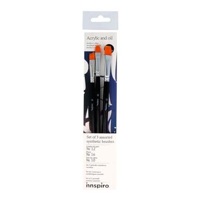 INNSPIRO Set van 3 verschillende synthetische penselen voor acryl, aquarel, gouache, olie, ideaal voor beginners en professionals INNSPIRO Set van 3 verschillende synthetische penselen voor acryl, aquarel, gouache, olie, ideaal voor beginners en professionals
