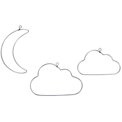 Rayher 24126000 Set van 3 halve maanvormige garens en geassorteerde wolken 10-12 cm Rayher 24126000 Set van 3 halve maanvormige garens en geassorteerde wolken 10-12 cm