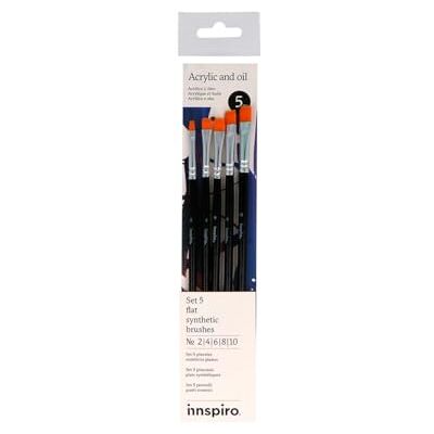 INNSPIRO Set van 5 platte synthetische penselen nr. 2, 4, 6, 8, 10 INNSPIRO Set van 5 platte synthetische penselen nr. 2, 4, 6, 8, 10