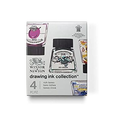 Winsor & Newton 1090104 kalligrafie inkt (voor vulpen of schrijfveren, onderling mengbaar, lichtecht, bestendige kleur) 30 ml fles matzwart Zeichentusche Set Vibrant Tones Winsor & Newton 1090104 kalligrafie inkt (voor vulpen of schrijfveren, onderling mengbaar, lichtecht, bestendige kleur) 30 ml fles matzwart Zeichentusche Set Vibrant Tones