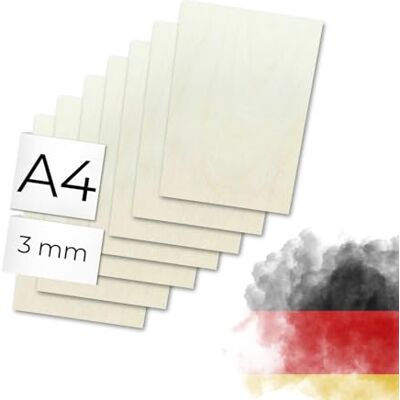 Genisys 4 stuks hoogwaardige 3 mm multiplex berkenhouten platen voor lasersnijden, graveren, knutselen, glad oppervlak, ideaal voor modelbouw, brandschildering en projecten Genisys 4 stuks hoogwaardige 3 mm multiplex berkenhouten platen voor lasersnijden, graveren, knutselen, glad oppervlak, ideaal voor modelbouw, brandschildering en projecten