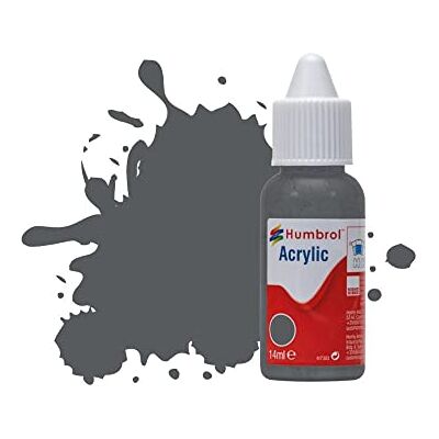 Humbrol DB0125 acrylverf, druppelfles, donkergrijs, mat, 14 ml Humbrol DB0125 acrylverf, druppelfles, donkergrijs, mat, 14 ml