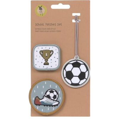 Lässig 3 stuks hangers en patches met drukknop/patch voor school, voetbal, voetbal, eenheidsmaat, patches en labels voor rugzakken en schooltassen Lässig 3 stuks hangers en patches met drukknop/patch voor school, voetbal, voetbal, eenheidsmaat, patches en labels voor rugzakken en schooltassen