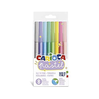 CARIOCA Pastel, 8 pastelstiften, conische punt, wasbare inkt, niet giftig, verschillende pastelkleuren, 8 stuks CARIOCA Pastel, 8 pastelstiften, conische punt, wasbare inkt, niet giftig, verschillende pastelkleuren, 8 stuks