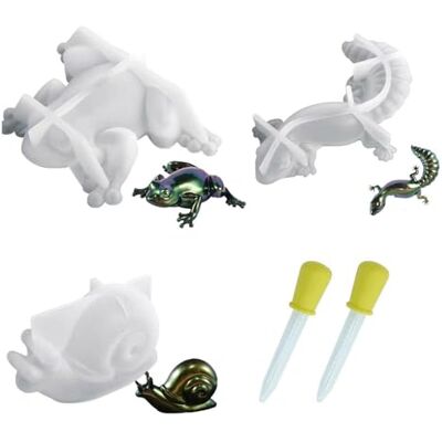 CWPFVQA 3 x Dierenmallen, 2 x Druppelaars, Kikker, Hagedis, Slak Vormen, Smeltvormen, DIY Lijm Ornament Mallen Realistische Dierenmallen CWPFVQA 3 x Dierenmallen, 2 x Druppelaars, Kikker, Hagedis, Slak Vormen, Smeltvormen, DIY Lijm Ornament Mallen Realistische Dierenmallen
